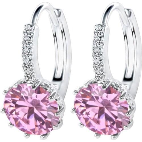Best Genuine 925 Sterling Silver Jewelry AAA Cubic Zirconia Luxury Colorful CZ Earrings Women Part Accessories Gift