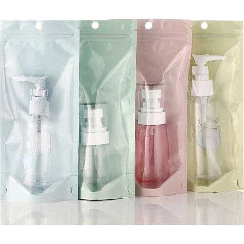 100pcs Clear Front Ziplock Bags One Side Clear Plastic Gift Package Bags Jewelry Beauty Lipsticks Spray Bottle Stand Up Bags