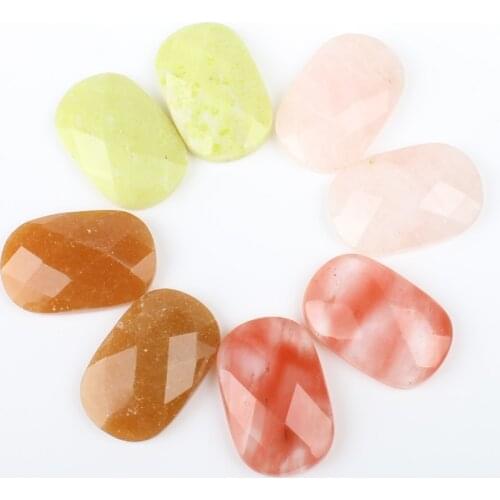 2pcs/bag Natural Stone 20 * 30 * 7mm Concave and Convex Color Cut Face Pendant Jewelry Making DIY Necklace Bracelet Accessories