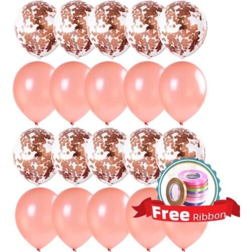 20pcs Rose Gold Confetti Latex Party Balloons 12inch Wedding Kids Birthday Decoration Balloons Baby Shower Globo Party Supplies
