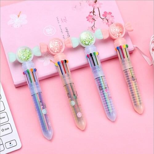 25Pcs Ten-Color Ballpoint Pen Kawaii Stationery Cute Pen Student Writing Gel Pen Learning Office Supplies Papelaria Escolar