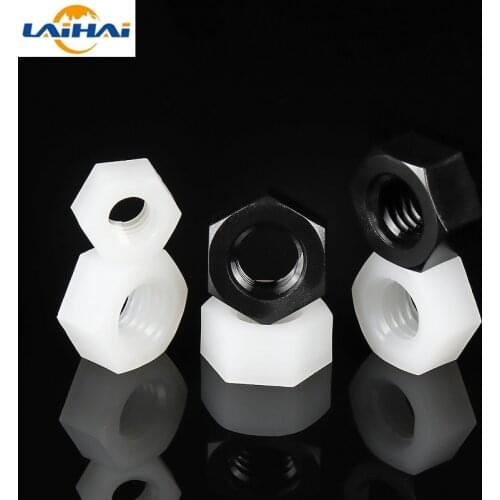 25pcs M2 M3 M4 M5 M6 M8 M10 M12 Brand New Black White Nylon Plastic Insulation Metric Threaded Hex Hexagon Nut For Bolt Screw