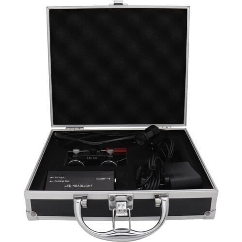 3.5x420mm Black Dental Loupe Magnification Binocular Dental Magnifier Surgery Surgical Magnifier 5W Headlight