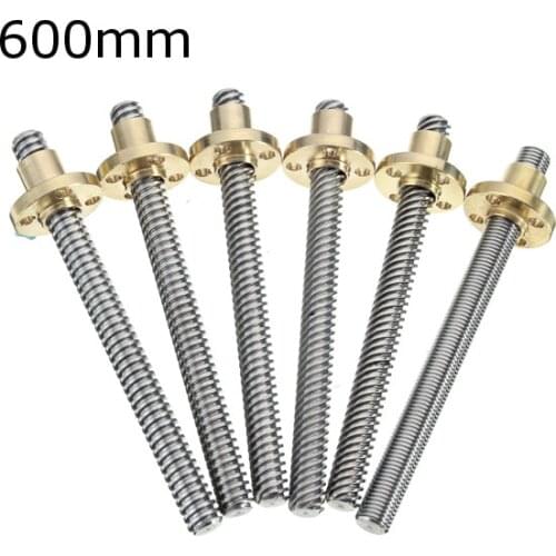 3D Printer T8 1/2/4/8/12/14mm 600mm Lead Screw 8mm Thread With Copper Nut For Stepper Motor New