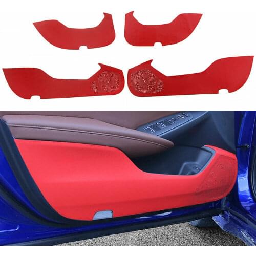 4pcs Car Interior Red Anti Kick Pad Door Protector Trim Film Shell Cover Leather For Honda Accord 2018