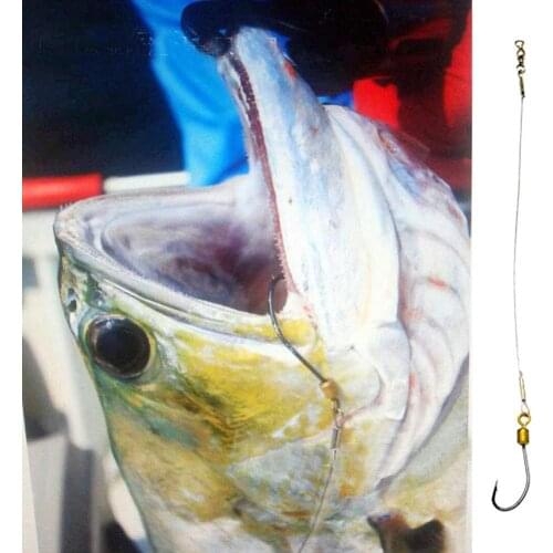 5Pcs Anti-Bite Stainless Steel Wire Leader Fishing Rigs Hooks Line Tackle Tool Fishing Rigs Hooks Line