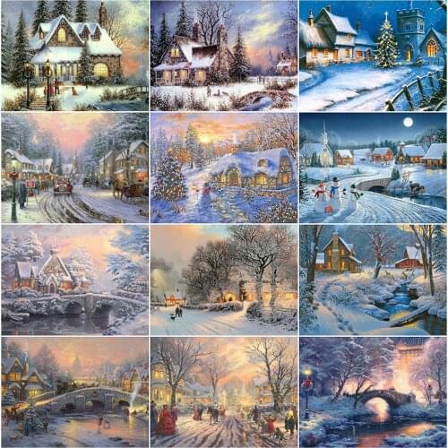 EverShine 5D Diamond Painting Landscape Diamond Embroidery Winter Beaded Cross Stitch Set DIY Needlework Decor For Home