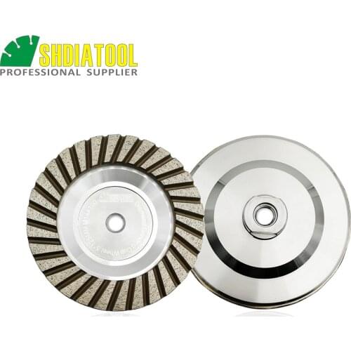 SHDIATOOL 2PK 5inch #100 Aluminum Based Diamond Grinding Cup Wheel M14 thread Diameter 125mm Grinding Wheel For Granite Concrete