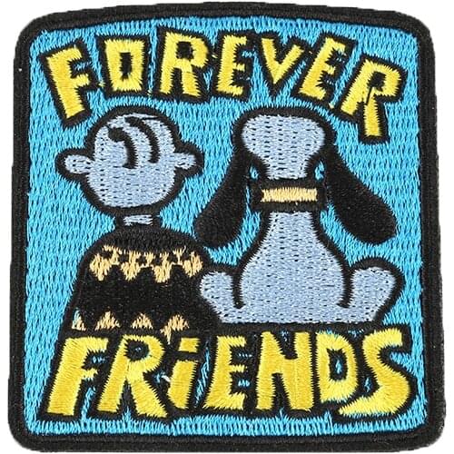 Home Good Boys Dog Forever Friends Iron on Applique Embroidered Patch Clothes DIY Stickers