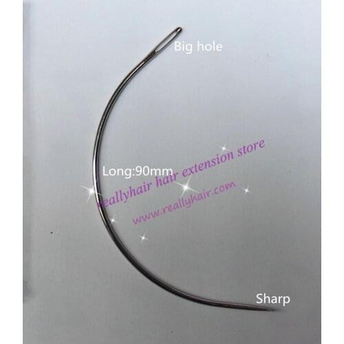 Free shipping Big type/90mm long C type weaving needles12units per lot curved and 1 roll high strength polyester thread for hair