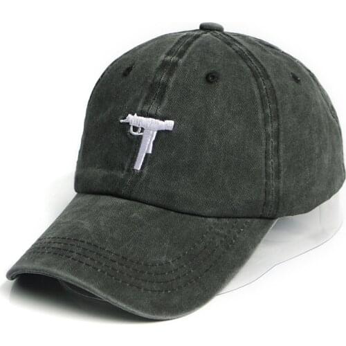 Uzi Gun Ak-47 Embroidery Dad Hat Washing Material Adjustable Outdoor Shading Unisex Hip Hop Baseball Cap Snapback
