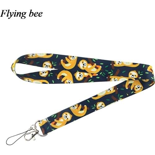 Flyingbee Sloth Animal Keychain Cartoon Cute Phone Lanyard Women Fashion Strap Neck Lanyards For ID Card Phone Keys X0732