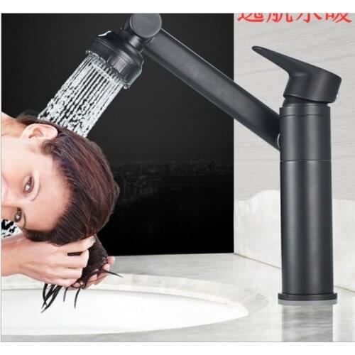 Bronze black table basin faucet cold hot water toilet rotates swing basin washbasin faucet fortune cat