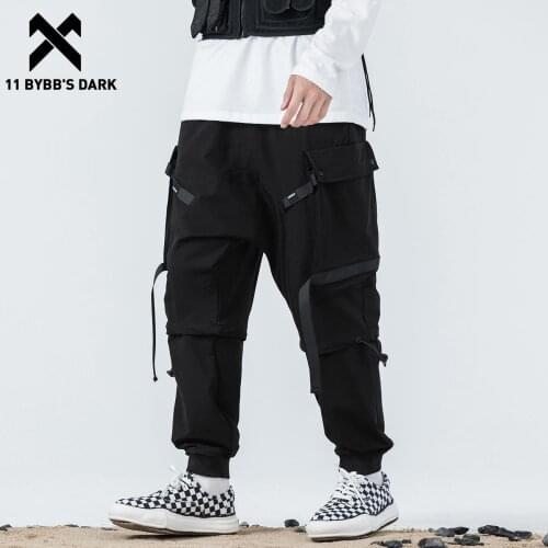11 BYBBS DARK Cargo Pants Men Hip Hop Baggy Pants Oversized Loose Ribbons Joggers Trousers Streetwear Techwear Pants