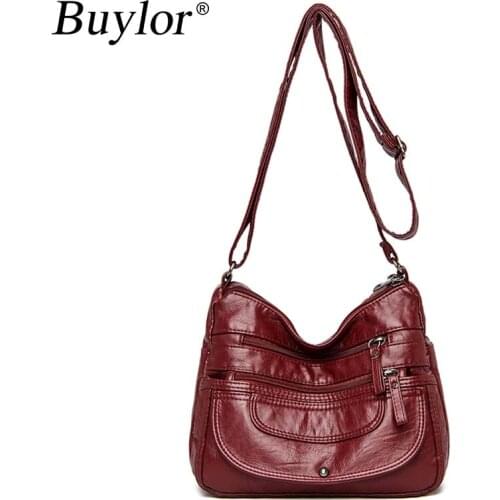Buylor Fashion Lady Shoulder Bags High Capacity Crossbody Bags Leather Handbags for Women 2021 Designer Luxury Soft Female Bag