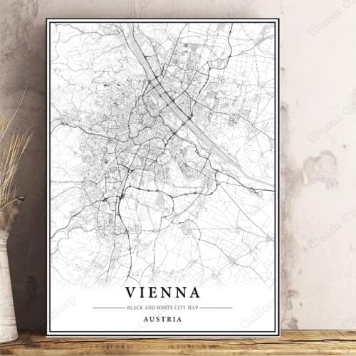Black and White City Map The Vienna City Map Poster HD Print Wall Art Canvas Nordic Landscape Painting For Home Decor