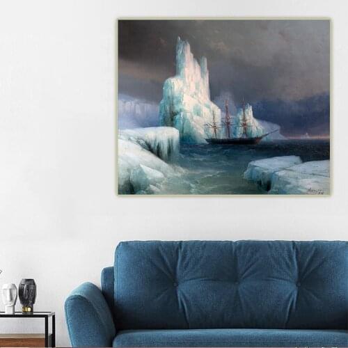 Citon Ivan Aivazovsky《Ice Mountains》Art Canvas Oil Painting Artwork Poster Decorative Print Picture Wall Decor Home Decoration
