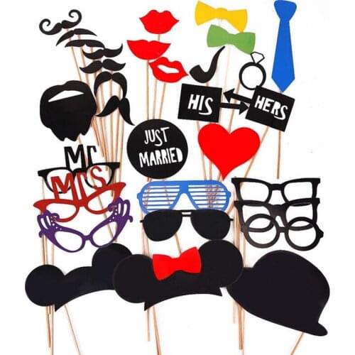 D Wedding Prop Party Photography DIY Creative Photo Booth Props Just Married Decorative Moustache Beard Red Lips Mask On A Stick