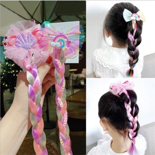 Girls Dream Unicorn rainbow Butterfly Shell Wig Hairpins Children Cute Hair Rope Headbands Barrettes Kids Hair Accessories