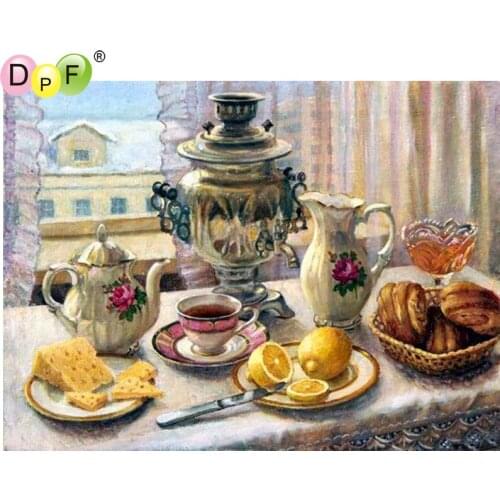 DPF DIY dining 5D diamond mosaic kit square diamond embroidery needlework diamond painting cross stitch wall painting home decor