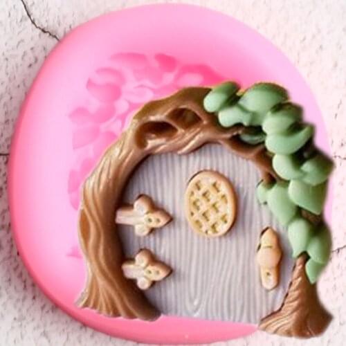 Fariy Garden Doors Silicone Mold DIY Baby Birthday Cupcake Topper Fondant Cake Decorating Tools Candy Clay Chocolate Moulds