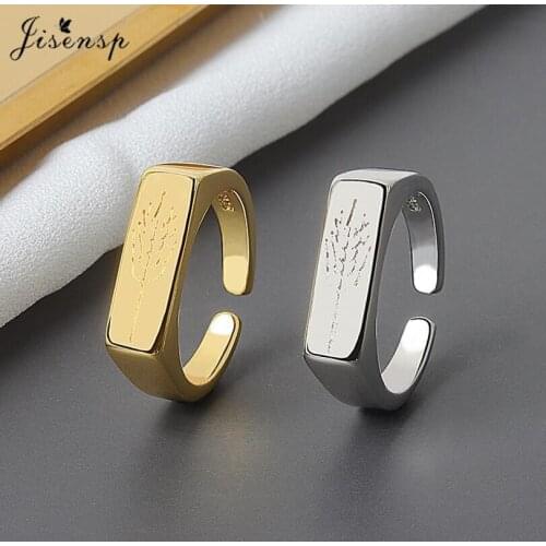 Jisensp Simple Fashion Square Bar Rings for Women Tree Pattern Geometric Irregular Engagement Ring Adjustable Gifts Best Friend
