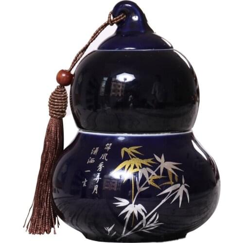 Ceramic Double Layer Gourd Tea Caddy Portable Sealed Storage Tea Cans Moisture-proof Purple Sand Pu'er Ge Kiln Gourd Tea Boxes