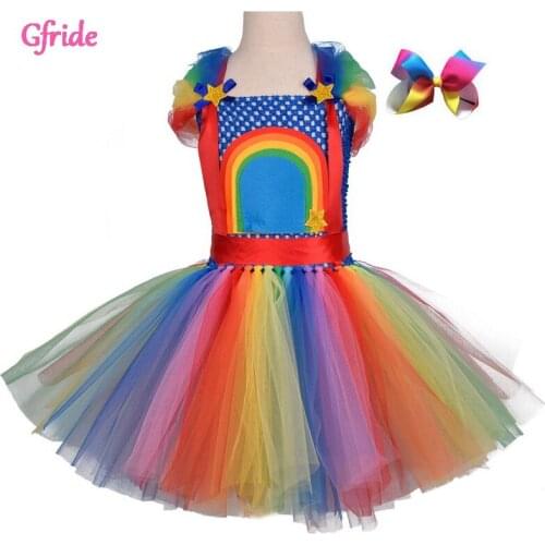 Little Girl Summer Pony Tutu Dress Cartoon Girls Rainbow Costume Casual Sleeveless Dresses Eve Halloween New Year Clothing 2-10T