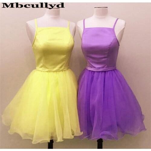 Mbcullyd New Arrival Organza Prom Dresses With Ribbon A-line Short Knee Length Cocktail Dress Party For Women Vestidos De Gala