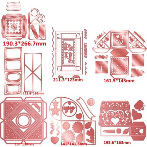 Metal Cutting Dies Exploding Birthday Gift Purse Box Slider Set DIY Scrapbooking Decor Album Cards Craft Making Template 2020