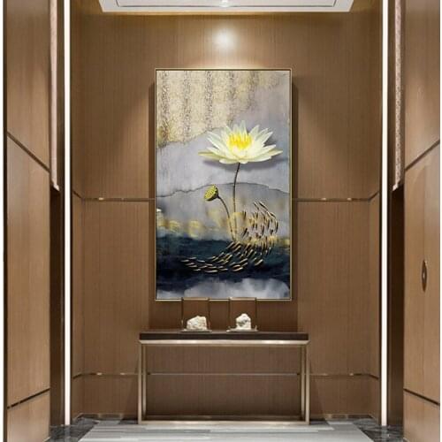 Wall Art Nordic Canvas Lotus Fish Paintings Pictures HD Prints Modular Poster Modern Minimalist Home For Living Room Decoration
