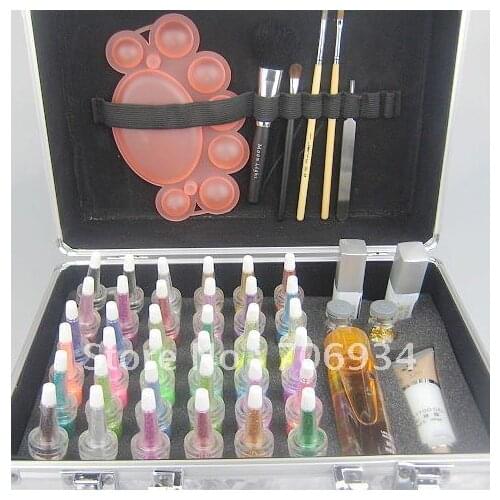 Pro Body Painting Tattoo Deluxe Kit 38 Colors Supply Kit glitter tattoo Set