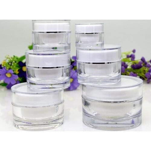 10pcs 5/10/15/20/30/50g Acrylic Clear Round Jars - BPA Free Containers for Cosmetic, Lotion, Cream, Makeup, Bead, Eye shadow