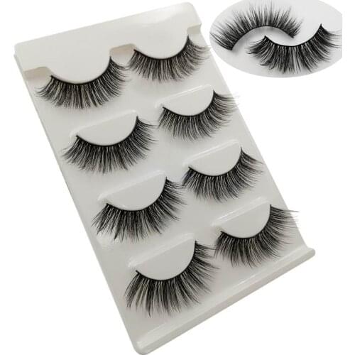 2019 NEW 4 Pairs Natural False Eyelashes Fake Lashes Long Makeup 3D Mink Lashes Eyelash Extension Mink Eyelashes For Beauty