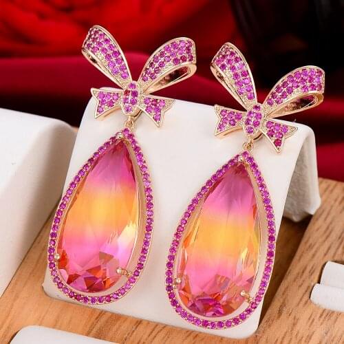 SORAMOORE Bridal Wedding Luxury Romantic Pendant Drop Earrings Zircon CZ Dubai Bridal Earring Bohemian Hot New High Quality 2021