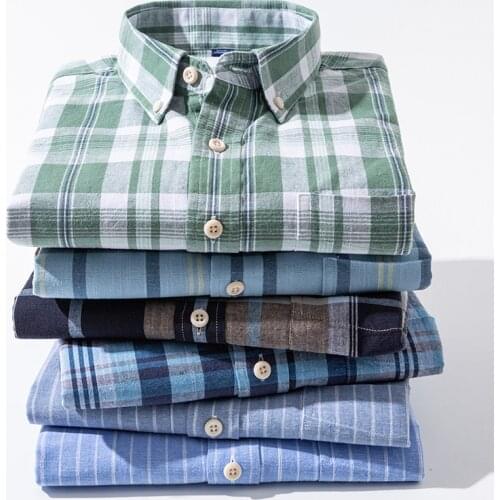 Hemp Shirt Striped Plaid Shirt Cotton Linen Summer Casual Slim Fit Shirt Men Shirts for Men Clothing Shirts for Men