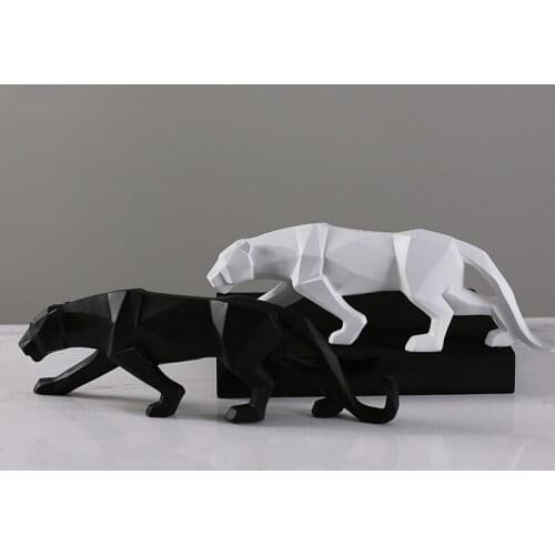 Modern Abstract Black Panther Sculpture Geometric Resin Leopard Statue Wildlife Decor Gift Craft Ornament Accessories Furnishing