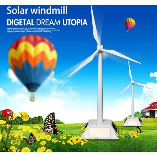 Solar Powered Windmills Model Toy Wind Turbine Desktop Decoration Diy Assembled Science And Education Experimental Toy Ornament