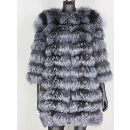 Luxury Winter Jacket Women 2021 New Long Real Fur Coat Natural Big Fluffy Fox Fur Outerwear Streetwear Thick Warm Three Quarter