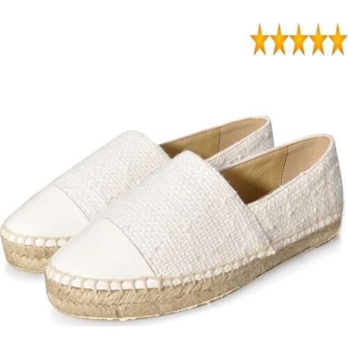 2021 Woman Luxury Designer Slip On Espadrilles Femme Comfortable Round Toe Loafers Flats Ladies Casual Flat Shoes Big Size