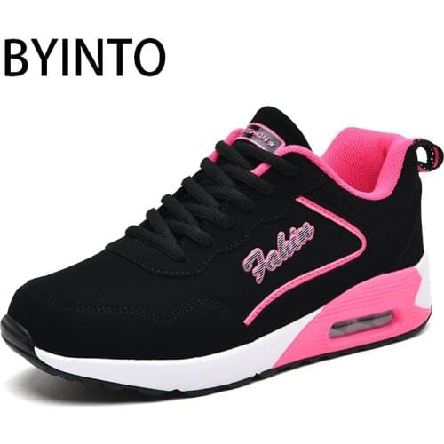Size 35-42 2021 Women Tennis Shoes Air Cushion Leather Sneakers Black Gym Female Walking Sport Shoes Basket Femme Tenis Feminino