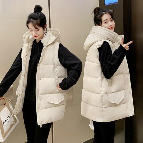 Women Cotton Vest Coat 2021 New Loose Mid-length Sleeveless Autumn Winter Clothes Lady Outwear Fashion Wild Jacket Chaleco Mujer