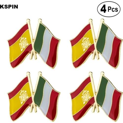 Spain Italy Friendship Bow Lapel Pin Flag badge Brooch Pins Badges 4pcs