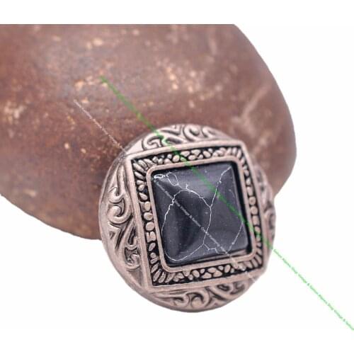 10pcs 1" Square Silver Ethnic Floral Real Black Turquoise Conchos For Leathercraft Western Belt Keychain Fob Wallet Decor