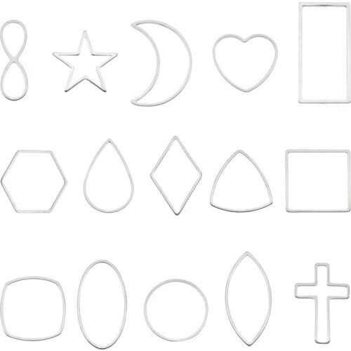 12pcs/lot Mix Trendy Geometric Figure Charm Hollow Glue Blank Pendant Tray Bezel Charms DIY Handmade Bezel Mold Earrings Charms