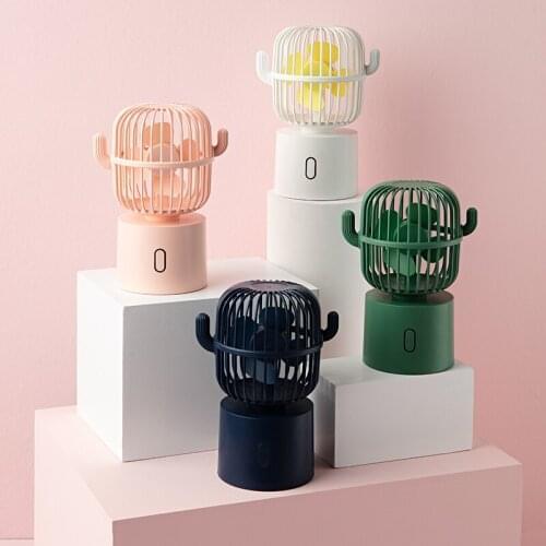 2 PCS Cactus USB Shaking Head Fan Desktop Fan Ultra-quiet Mini Portable Outdoor Fan Rechargeable for Office And Home Cooling Fan