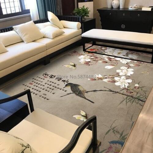 200*300cm Retro Chinese Style Flower Bird Butterfly Bedroom Door Mat Living Room Kitchen Non-slip Mat Custom