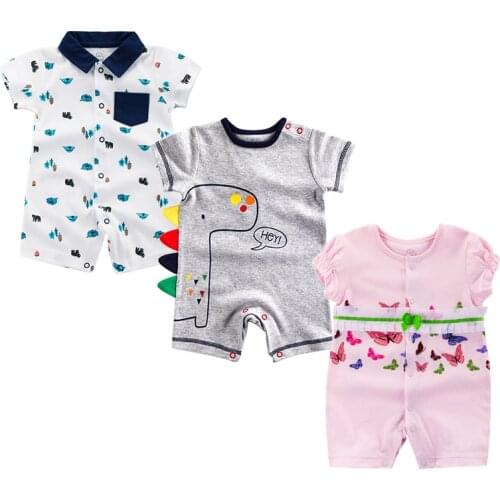 2021 Newborn Cotton Baby Jumpsuit Short Sleeve Baby Clothing One-Piece Summer Unisex Baby Clothes Girl And Boy Jumpsuit Puppy