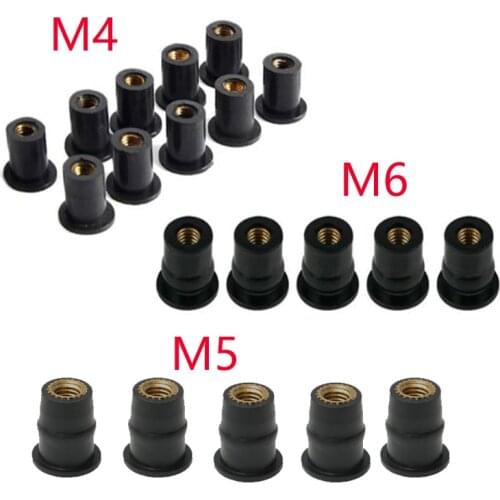 50pcs Motorcycle M4/M5/M6 Rubber Well Nuts Windscreen Windshield Fairing Cowl Fastener Screws Accessories