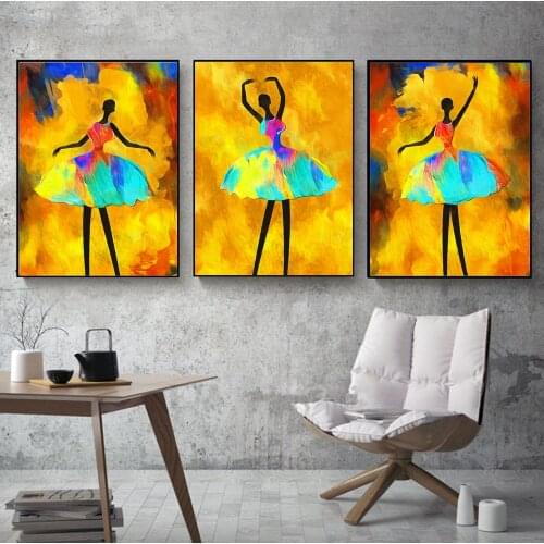 Dancing Woman Art Canvas Abstract Colorful Style Picture Living Room Decoration Poster For Home Decor Wall Painting